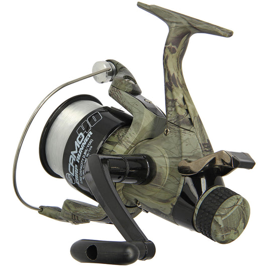 Angling Pursuits Camo 40 - 3BB Carp Runner Reel With 12lb Line And Spare Spool