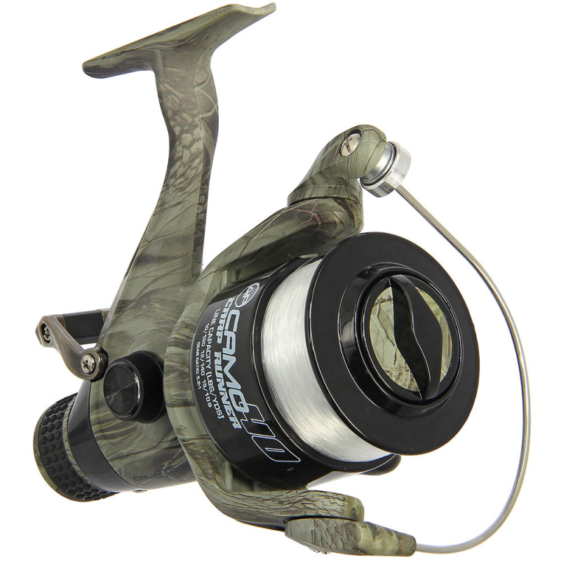 Angling Pursuits Camo 40 - 3BB Carp Runner Reel With 12lb Line And Spare Spool