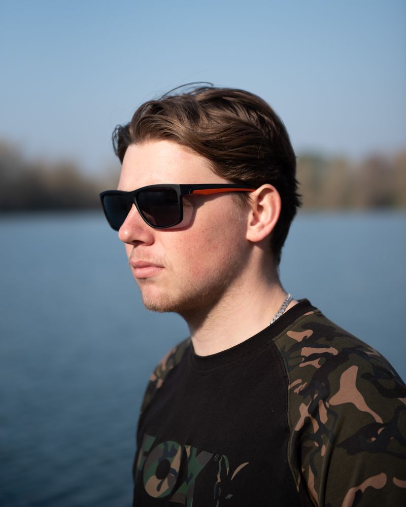 Fox Collection Black Orange Shades - Grey Lens