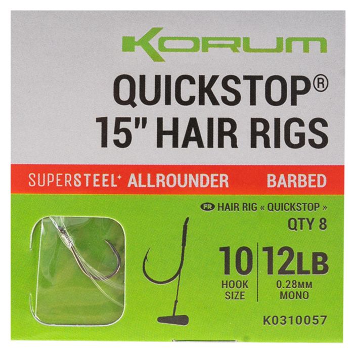 Korum 15" Big Fish Hair Rigs with Quickstops