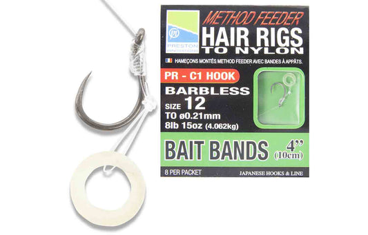 Preston Innovations Method Feeder Hair Rigs To Nylon With Bait Bands