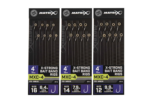 Matrix MXC-4 X-Strong Bait Band Rigs 10cm/4Inch
