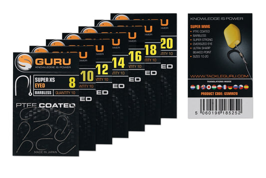 Guru Super XS Eyed Barbless Hooks