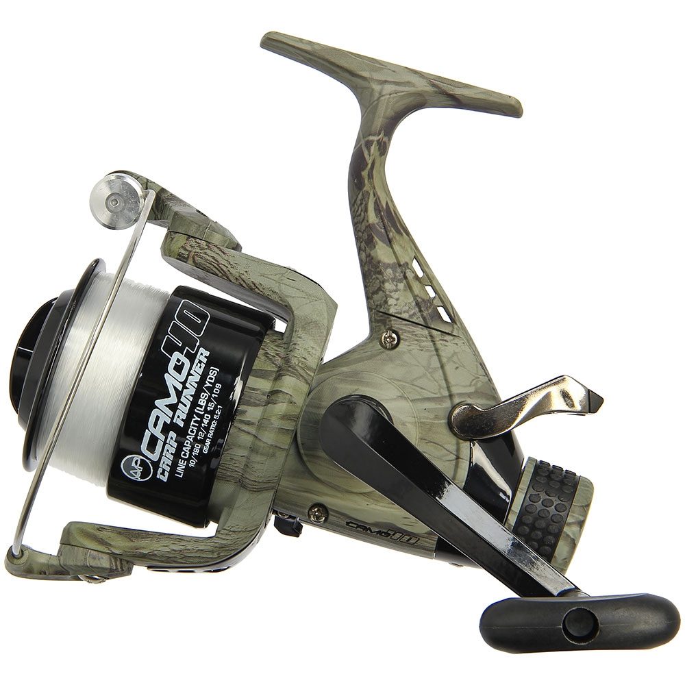 Angling Pursuits Camo 60 - 3BB Carp Runner Reel with 12lb Line and Spare Spool