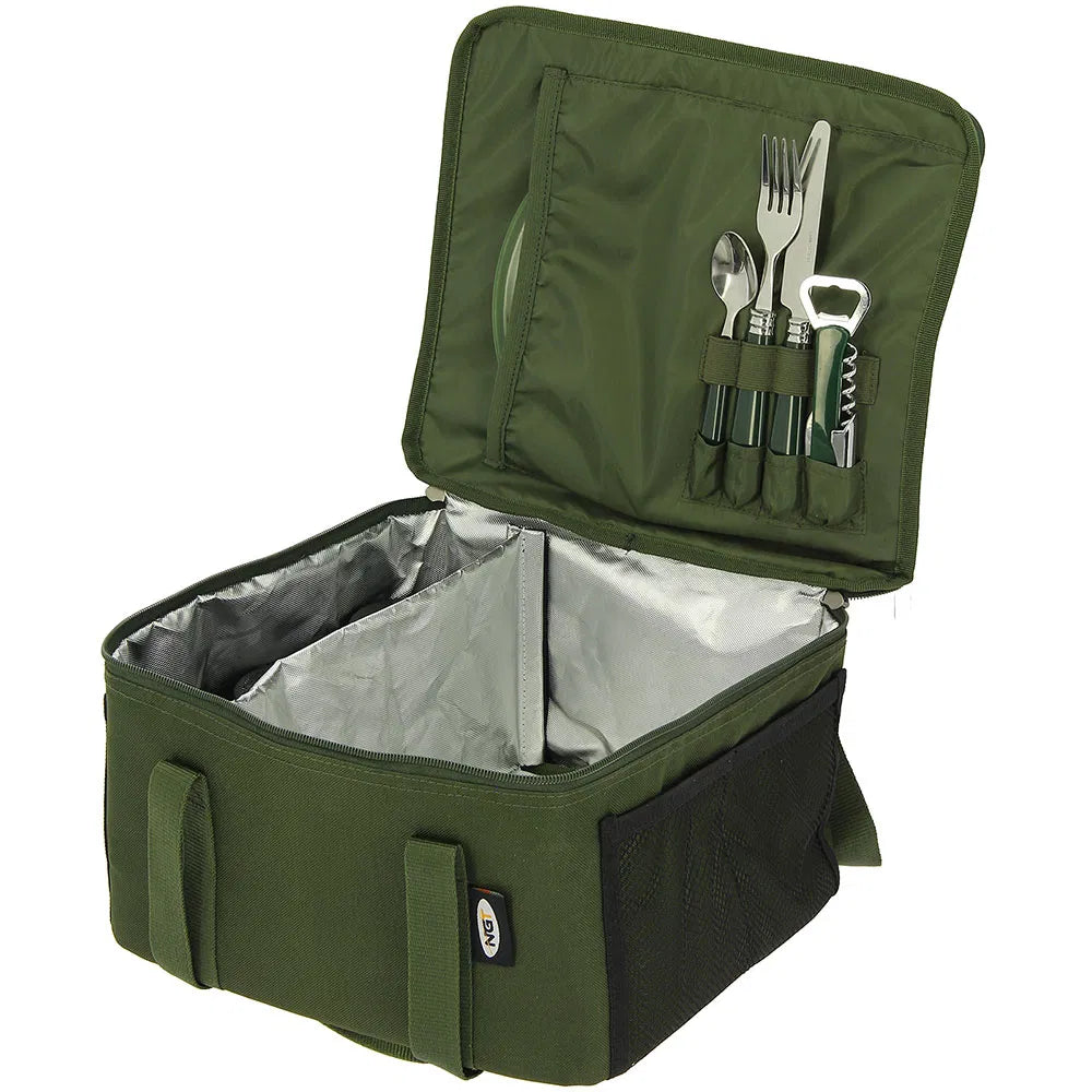 NGT Food & Brew Kit Bag - Insulated Bag With Cutlery, Mug, Pots & Plate