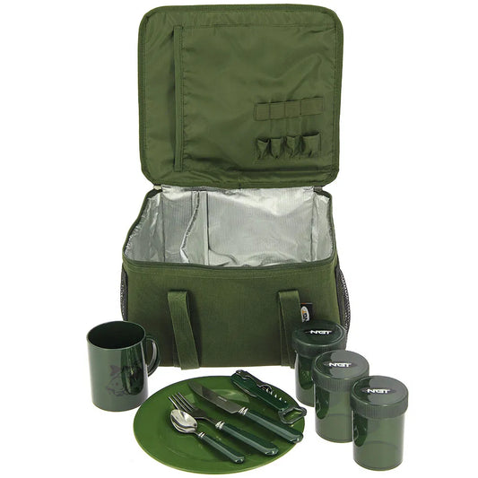 NGT Food & Brew Kit Bag - Insulated Bag With Cutlery, Mug, Pots & Plate