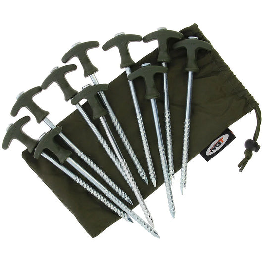 NGT Bivvy Peg - 10x 8" Pegs In Case
