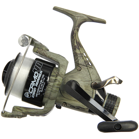 Angling Pursuits Camo 40 - 3BB Carp Runner Reel With 12lb Line And Spare Spool