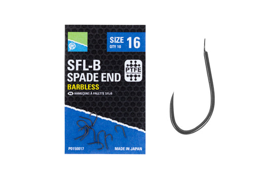 Preston Innovations SFL-B Spade End Barbless Hooks